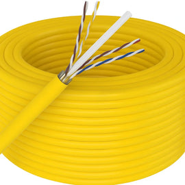 1000' Cat6 Ethernet Yellow Bulk Network Cable UL Bare Solid Copper Wire UTP