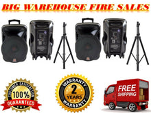 Load image into Gallery viewer, 2 PRO 15" 4000W Bluetooth DSP FM Radio USB Portable PA DJ Speaker &amp; Stands