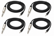 Load image into Gallery viewer, 4 MR DJ CEQS3 3 ft 1/4" TRS (Stereo) Male to 1/8" (3.5mm) TRS Stereo Audio Cable
