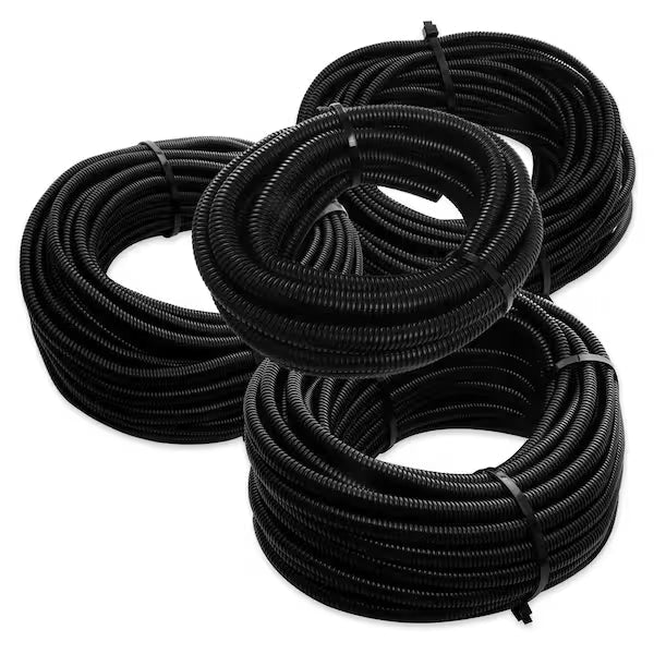 Absolute 4-Pack 1/4", 3/8", 1/2", 3/4" x 50 Feet Each Split Wire Loom Convoluted Tubing