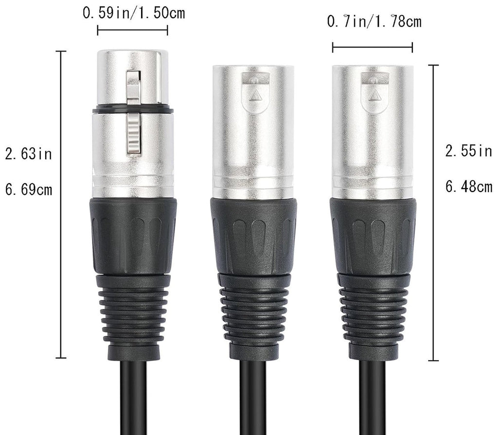 MR DJ CXFDXMY6 6" Single XLR Female to Dual XLR Male Microphone Splitter Cable