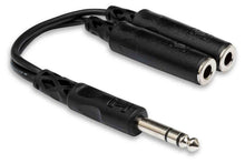 Load image into Gallery viewer, Hosa YPP-118 Y Cable, 1/4 in TRS to Dual 1/4 in TRSF