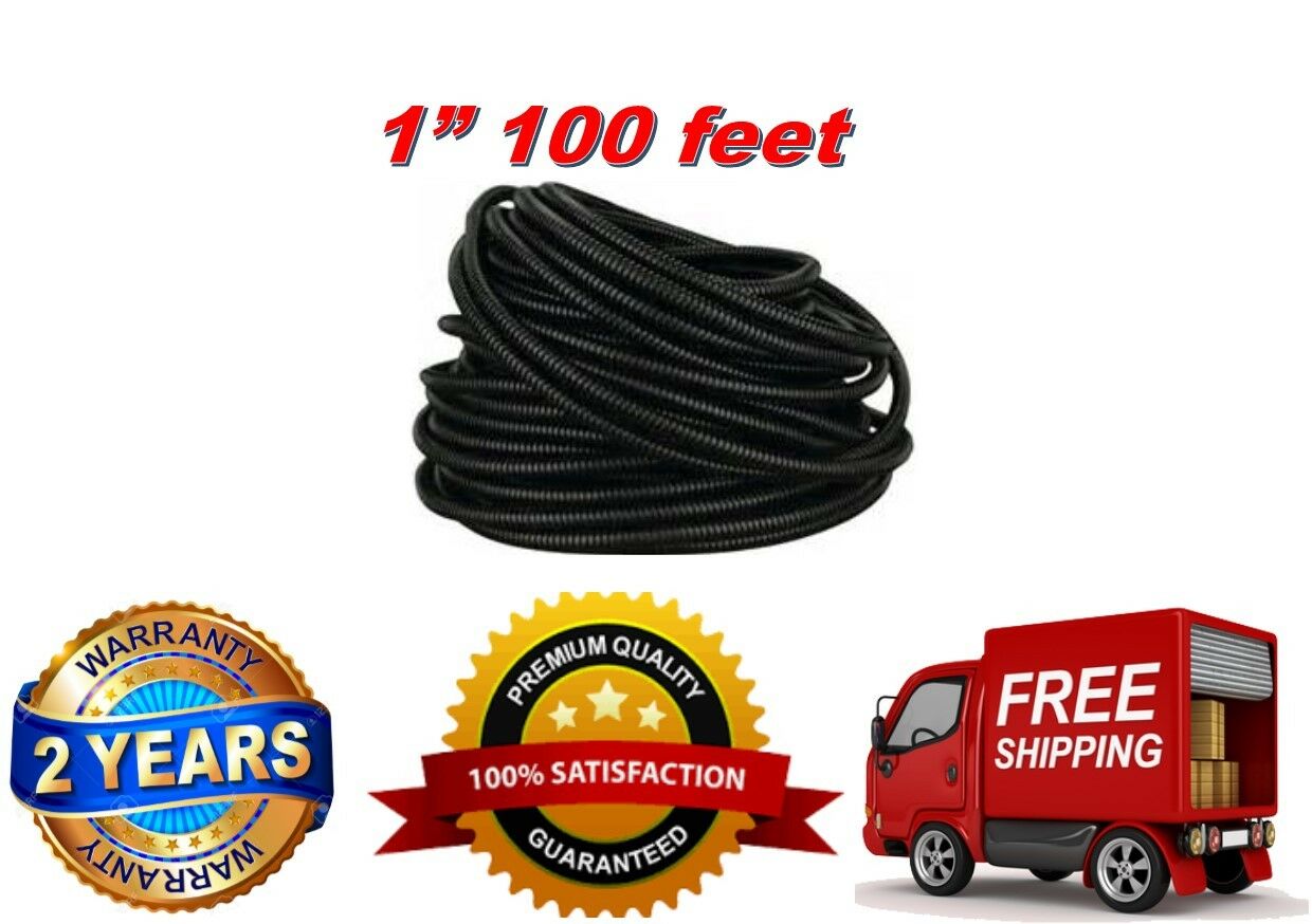 100 Ft 1" Split Wire Loom Conduit Polyethylene Black Tubing Sleeve Tube