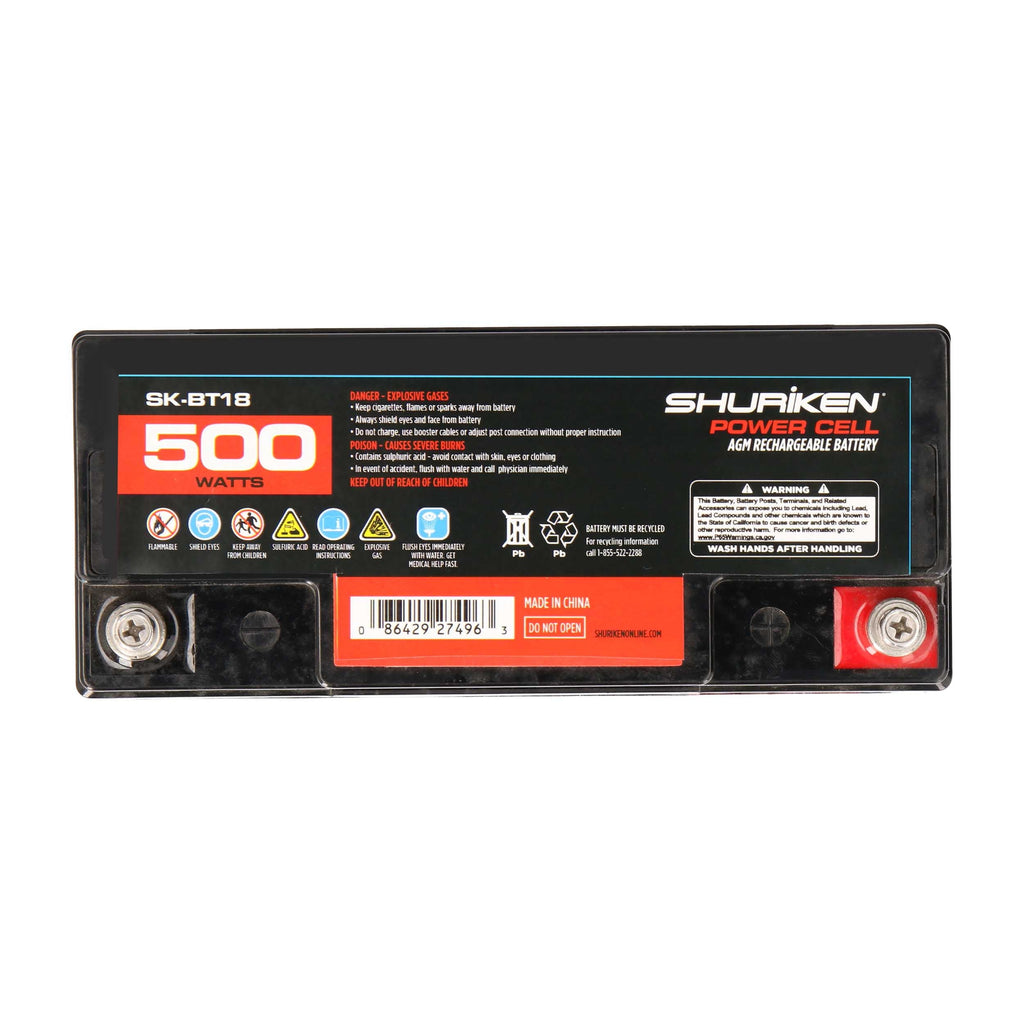 Shuriken SK-BT18 12V High Performance AGM Power Cell Battery for Systems Up To 500 Watts