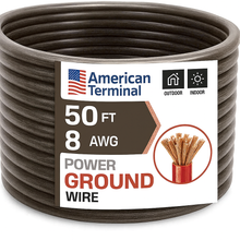 Load image into Gallery viewer, American Terminal ATP8G50BK 8GA 50' Black Power Ground Wire Car Audio Amplifier Marine Cable
