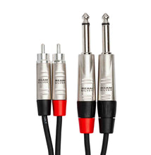 Load image into Gallery viewer, Hosa HPR-005X2, Dual 1/4" TS Male to Dual RCA Male Stereo Interconnect - 5 Feet