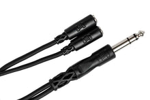 Load image into Gallery viewer, Hosa YMP-234 Y Cable, 1/4 in TRS to Dual 3.5 mm TRSF