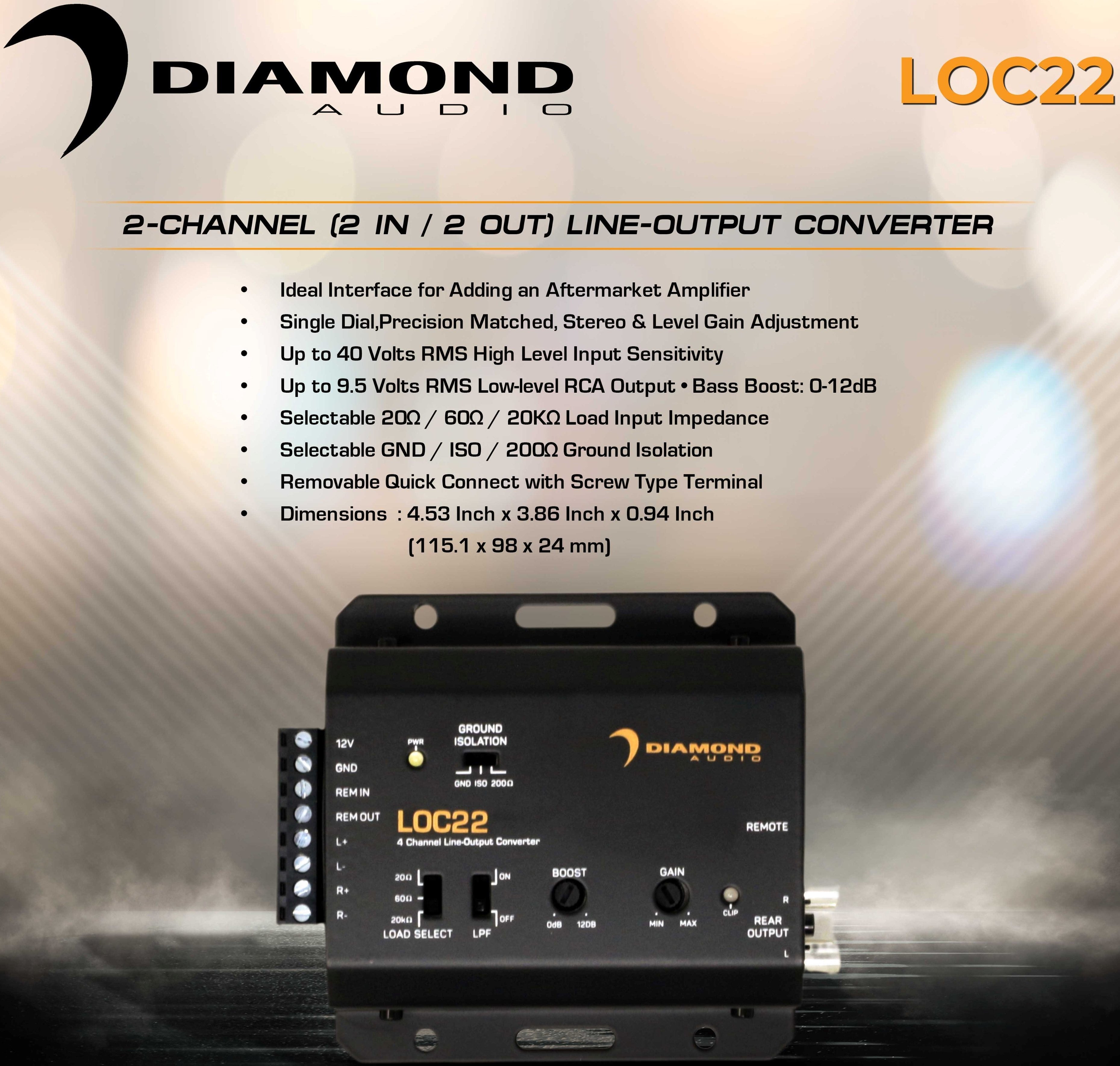 Diamond Audio LOC22 2-Channel (2 IN / 2 OUT) Line-Output Converter