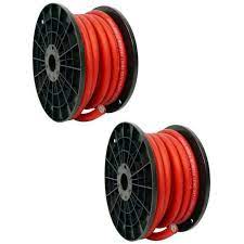 2 Absolute USA 1/0 Gauge 50 FT Xtreme Twisted Power Ground Wire Cables Red