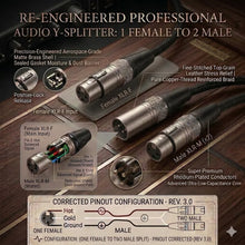 Load image into Gallery viewer, MR DJ CXMDXF3 3FT Single XLR Male to Dual XLR Female Microphone Splitter Cable