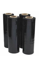 Load image into Gallery viewer, 4 Rolls BLACK Hand Pallet Shrink Wrap Plastic Stretch Film 18" Wide 1500SQFt.