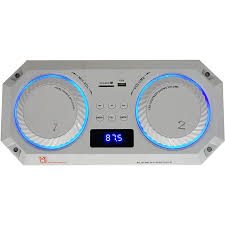MR DJ Matrix White Bluetooth Speaker Bluetooth Karaoke Machine Sound Activated Lights FM Radio, USB/Micro SD Card, & LED Party Light Perfect for Party
