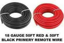 Load image into Gallery viewer, Patron P18G50R + P18G50BK 2 Rolls 18 Gauge Wire Red Black Power Ground 50 Ft Each Primary Stranded Copper Clad