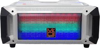MR DJ Matrix White Bluetooth Speaker Bluetooth Karaoke Machine Sound Activated Lights FM Radio, USB/Micro SD Card, & LED Party Light Perfect for Party