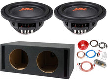 Load image into Gallery viewer, 2 DC Sound DSW2000 10" Shallow-Mount Subwoofer 2000W + Ported Box + 0G Amp Kit