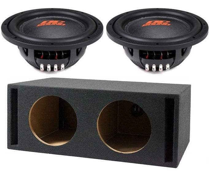 2 DC Sound DSW2500 12" Shallow-Mount Subwoofer 2500W + Ported Box + 8G Amp Kit
