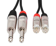Load image into Gallery viewer, Hosa HPR-005X2, Dual 1/4" TS Male to Dual RCA Male Stereo Interconnect - 5 Feet