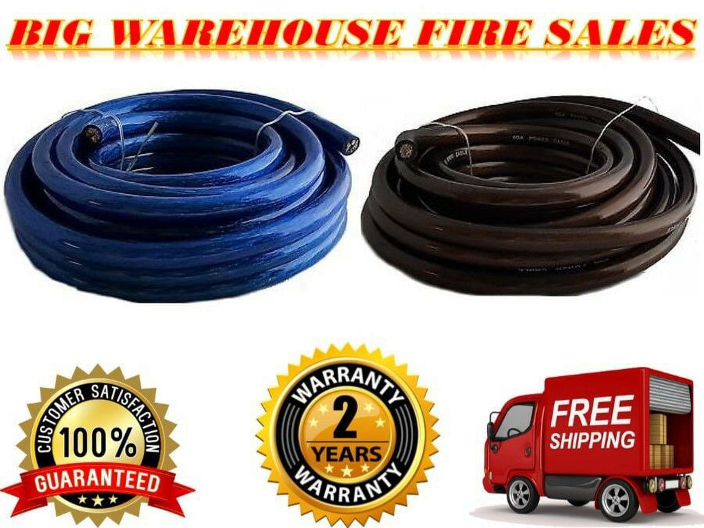 PATRON 100 FEET 0 GAUGE BLUE & BLACK POWER + GROUND WIRE CABLE 1/0 GAU CAR AUDIO