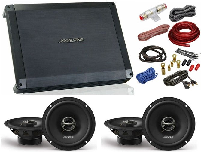 2 Alpine EL-E65-G 6.5" Coax speakers + BBX-F1200 280W 4-Ch Amp + 4G Wiring Kit