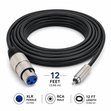 Load image into Gallery viewer, MR DJ CXFR12 12-Foot XLR Female to RCA Male Professional Audio Cable