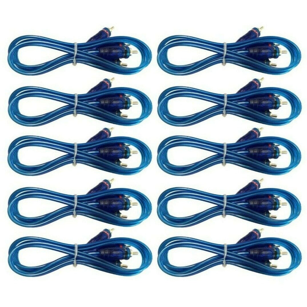 Absolute 10 Pack 15' RCA Stereo Plug Cable 2 Male to 2 Male Car Stereo Marine Home Audio