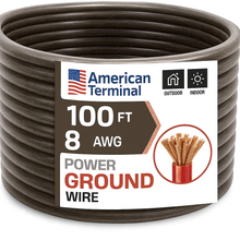 Load image into Gallery viewer, American Terminal ATP8G100BK 8GA 100' Black Power Ground Wire Car Audio Amplifier Marine Cable