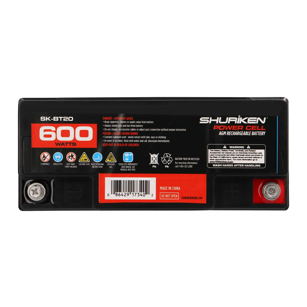 Shuriken SK-BT20 12V High Performance AGM Power Cell Battery for Systems Up To 600 Watts