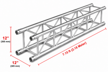 Load image into Gallery viewer, MR Truss MTTSQ715 7.15 Feet 2.15 Meter Universal Straight 12" Square Box Aluminum Lighting Trussing Segment for Pro Audio DJ with 2-inch Tubing