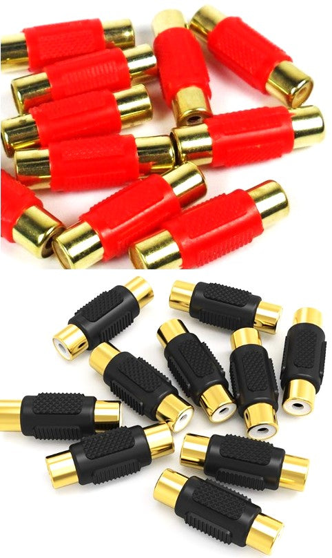 Absolute FF100-20 Female-to-Female RCA Barrel Connector Red & Black (20 Pack)