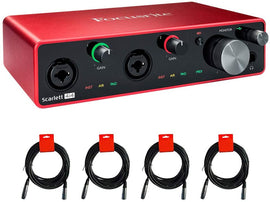 Focusrite Scarlett 4i4 3rd Gen 4-in, 4-out USB Audio Interface Bundle with 4 3' XLR-XLR Cable & Certified headphone