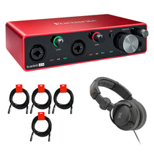 Load image into Gallery viewer, Focusrite Scarlett 4i4 3rd Gen 4-in, 4-out USB Audio Interface Bundle with 4 3' XLR-XLR Cable &amp; Certified headphone