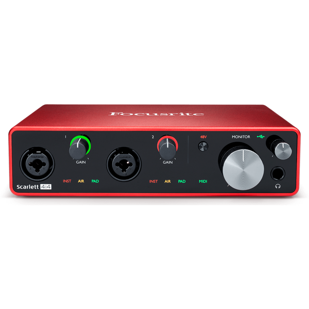 Focusrite Scarlett 4i4 3rd Gen 4-in, 4-out USB Audio Interface Bundle with 4 3' XLR-XLR Cable