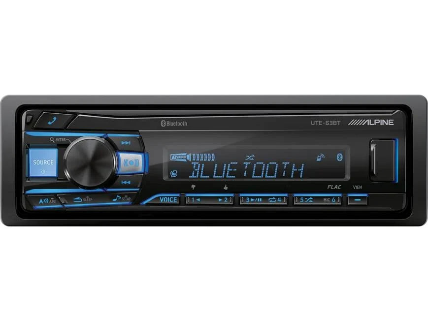 Alpine UTE-63BT Single-DIN Shallow-Chassis Bluetooth Digital Media Receiver
