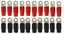 Load image into Gallery viewer, American Terminal 0 Gauge Ring Terminal 20 Pack 5/16" 1/0 AWG Wire Crimp Cable Red/Black