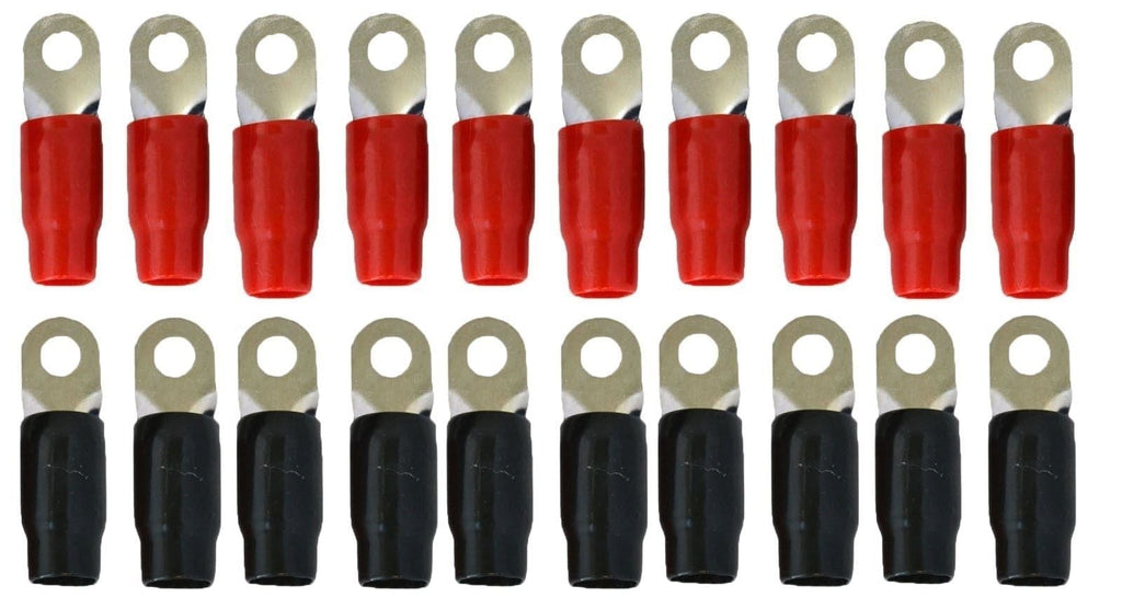 Absolute GRT0020 1/0 Gauge Crimp Ring Terminals Connectors 20-Pack Black Red