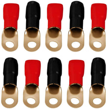 Load image into Gallery viewer, MK Audio GRT00100 50 Red 50 Black 1/0 Gauge Crimp Ring Terminals Connectors