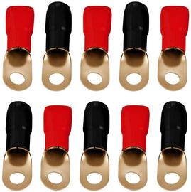 1/0 Gauge Crimp Ring Terminals Connectors 100-Pack (Red Black)