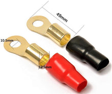 Load image into Gallery viewer, Absolute GRT8-50 8 Gauge Crimp Ring Terminals Connectors 50-Pack (Red Black)