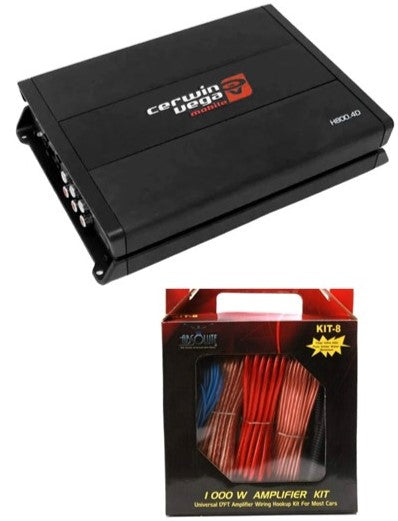 Cerwin Vega H800.4D HED 4-Ch 800W Full Class-D Amplifier + 8 Gauge Amp Kit