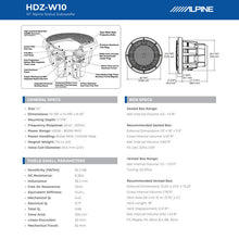 Load image into Gallery viewer, Alpine HDZ-W10 10" Subwoofer 2400W Dual 4-Ohm + Grille