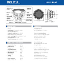 Load image into Gallery viewer, Alpine HDZ-W12 12" Subwoofer 2400W Dual 4-Ohm + Grille