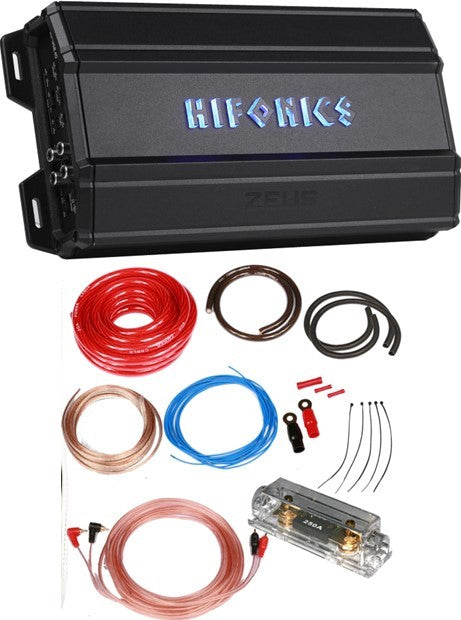 Hifonics ZD-1350.4D 1350 Watt RMS Class-D 4-Channel Car Amplifier + 0 Gauge Amp Kit