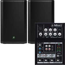 Load image into Gallery viewer, 2 Mackie Thrash215 15" 1300 Watt Powered Active DJ PA Speakers + Mix5 Mixer