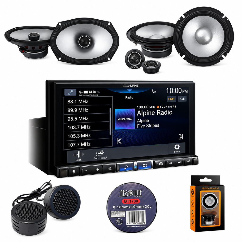 Alpine iLX-507 7" CarPlay & Android Auto + S2-S65C 6.5" Component + S2-S69 6x9 Speakers + Accessory Bundle