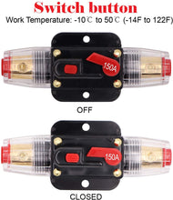 Load image into Gallery viewer, Absolute ICB150 4/8 AWG 150 Amp in-line Circuit Breaker with Manual Reset with Manual Reset Car Auto Marine Boat Stereo