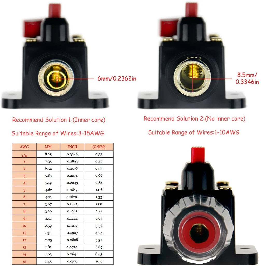 Absolute ICB200 4/8 AWG 200 Amp in-line Circuit Breaker with Manual Reset with Manual Reset Car Auto Marine Boat Stereo