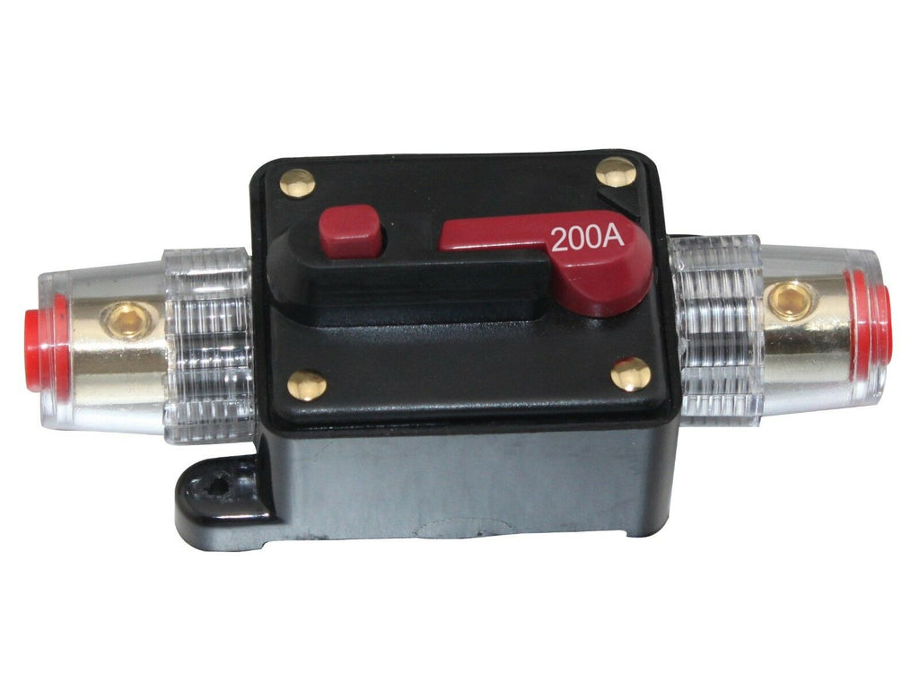 2 Absolute ICB200 200 Amp Circuit Breaker 4/8 AWG Inline Manual Reset Fuse Holder