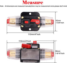 Load image into Gallery viewer, Absolute ICB30 4/8 AWG 30 Amp in-line Circuit Breaker with Manual Reset with Manual Reset Car Auto Marine Boat Stereo