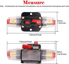 Load image into Gallery viewer, 2 Absolute ICB30 4/8 AWG 30 Amp in-line Circuit Breaker Manual Reset with Manual Reset Car Auto Marine Boat Stereo