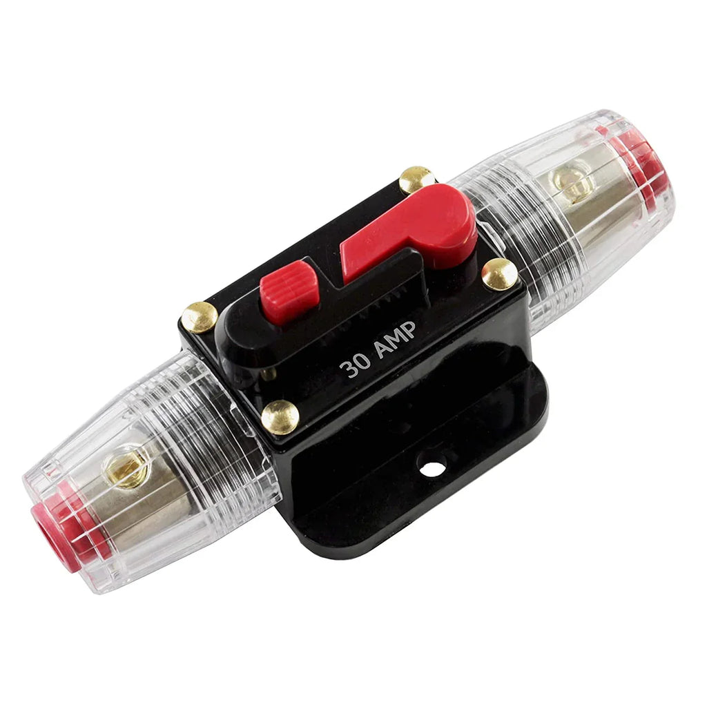 2 Absolute ICB30 4/8 AWG 30 Amp in-line Circuit Breaker Manual Reset with Manual Reset Car Auto Marine Boat Stereo